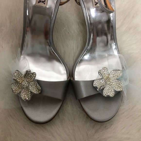 Badgley Mischka Rafaela Evening Flower Mesh Heels - Picture 5 of 10